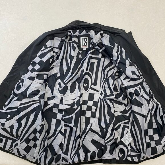 CS Signature Black Geometric Abstract Jacket Collared Button Front 1X - Picture 6 of 10